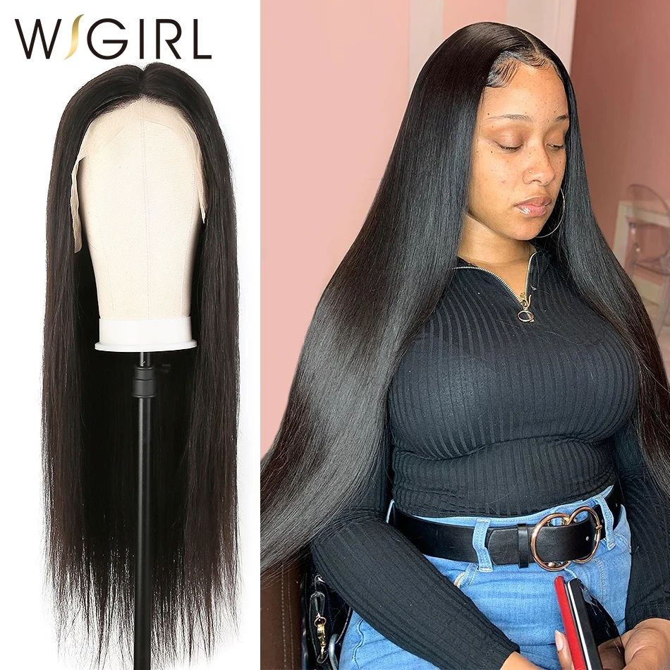 Wigirl 28 30 дюймов 13x6 кружевные передние человеческие волосы парики предварительно сорванный бразильский прямой бесклеевой фронтальный парик