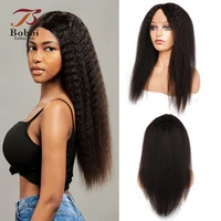 13x4x1 t lace closure wig middle part kinky straight natural black color remy human hair 150 density bobbi collection
