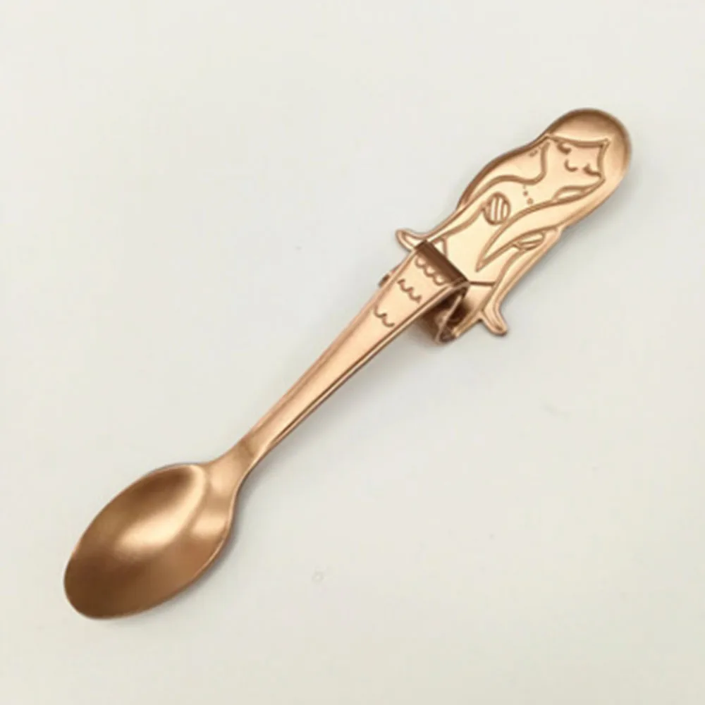 

Mermaid Hanging Spoon Stainless Steel Ice Cream Cocktail Teaspoons Coffee Soup Wedding Gifts For Guests Kitchen Accessories