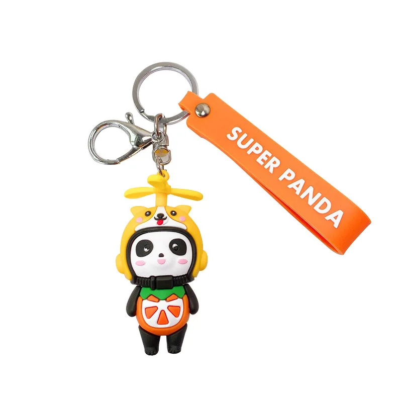 

Cute Bamboo Dragonfly Helmet Panda Doll Keychain For Women Animal Key Chain Bag Car Pendant Key Ring Holder Trinkets Gift