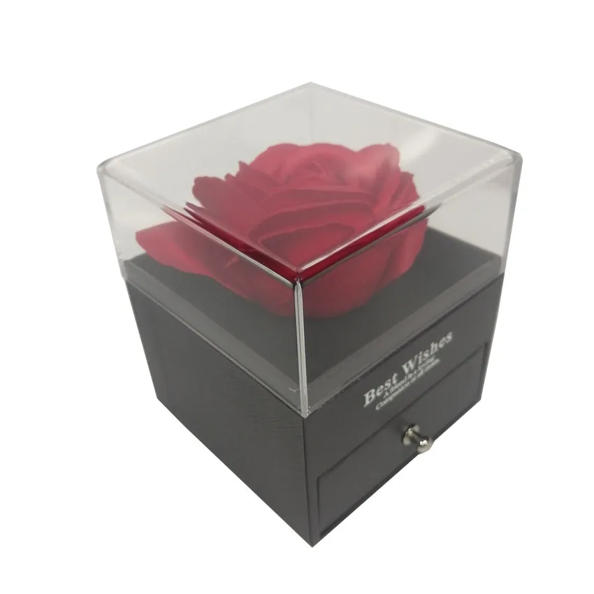 Искусственные цветы для украшения красная вечная роза с подарочной коробкой