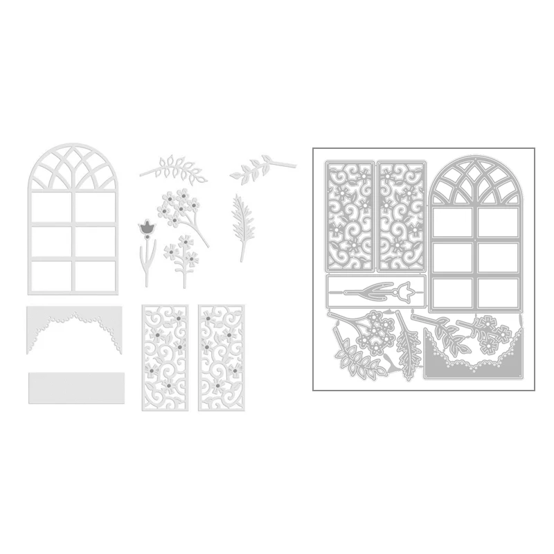 

2020 New Christmas Window Frame Metal Cutting Dies Iris Flowers and Leaves Die Scrapbooking For Crafts Card Making no Stamps Set
