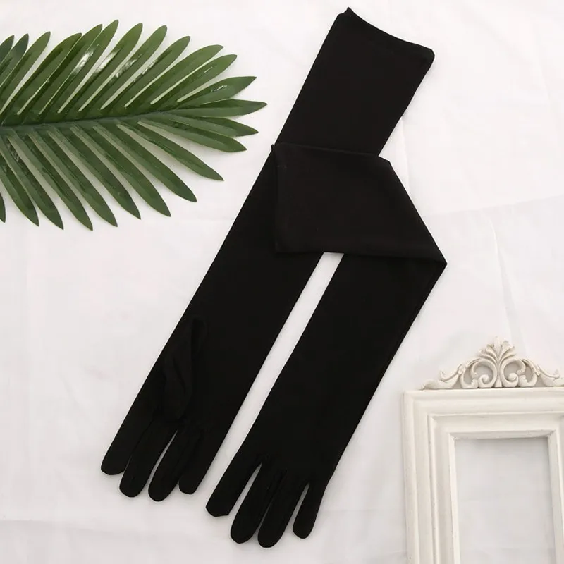 Black Black Cheap Spandex Bride Gloves of Wedding Accessories Long Gants Mariage Prom Party Purple Gloves S204 - Цвет: Black
