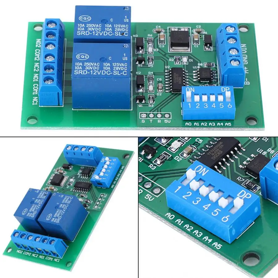 RS485 Реле RTU & AT Command 2 Канальный Релейный Модуль PLC контроллер UART последовательный