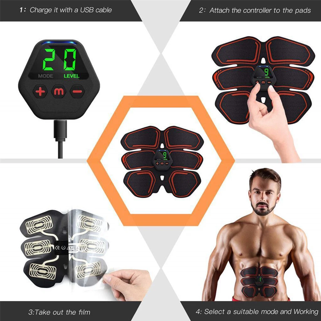 

USB Abs Stimulator Muscle Toner Women Men Arms Legs Shaper Trainer Toner Abdominal Training Belt