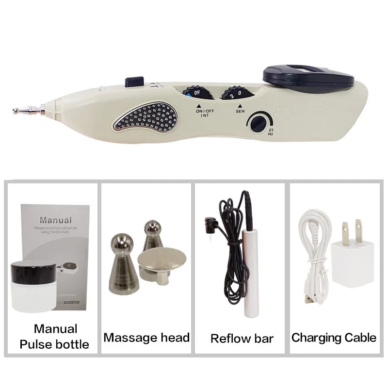 

Rechargeable Laser Acupuncture Massage Gun Pen with Trigger Point Chart Cordless Electronic Massage Meridian Energy Pen Pain