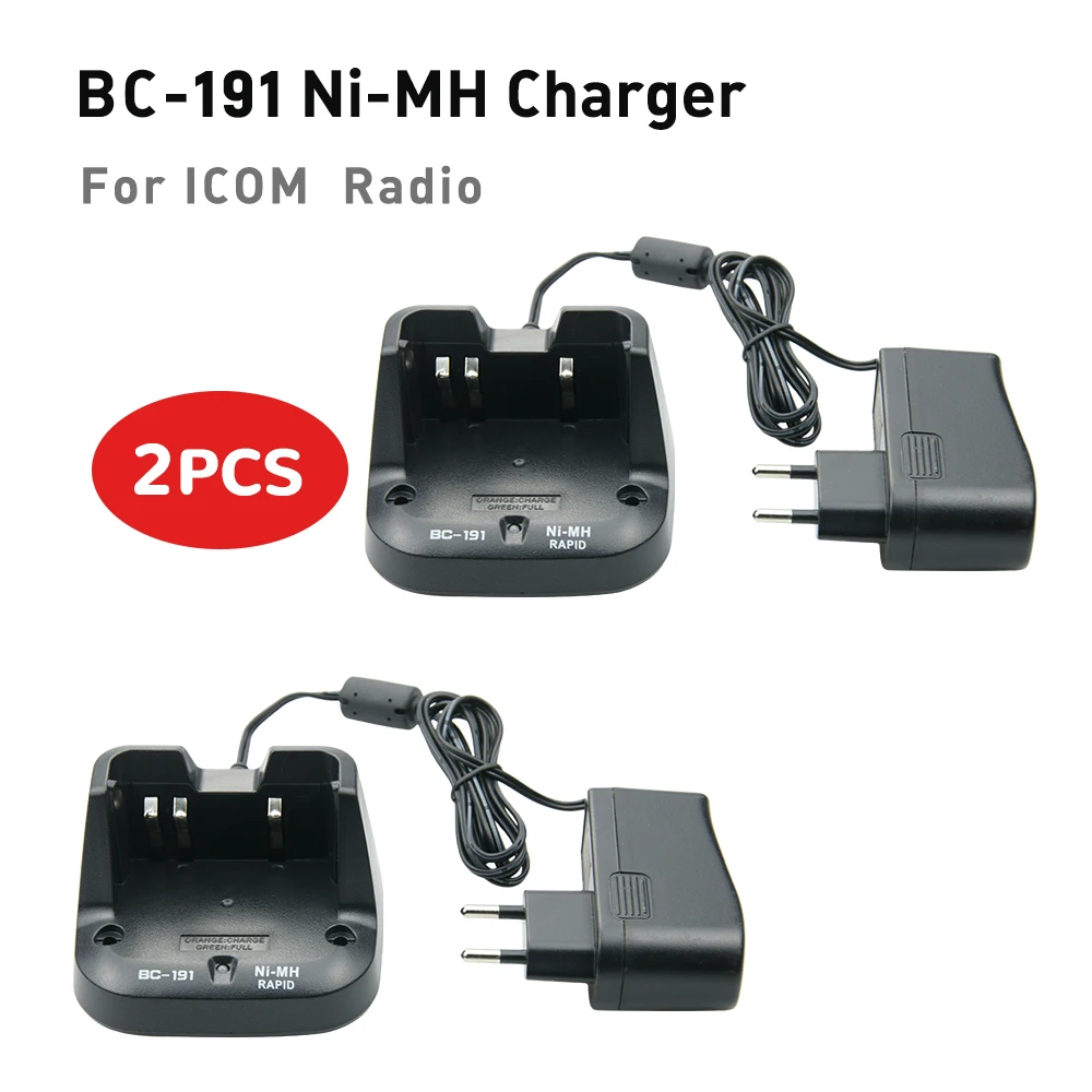 2Pcs BC-191 Charger for ICOM IC-F27SR IC-F3011 F4011 F3101D F4101D IC-V80 IC-V80E IC-G80 IC-T70A IC-T70E IC-F3102D  Radio