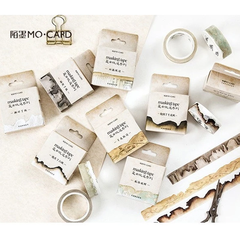 24 упаковки/лот Ретро бумажная краевая коробка лента ручная работа аккаунт васи