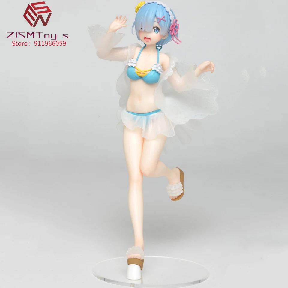 

Free shipping Taito Re Zero Life In A Different World From Zero Memory Snow Rem Swimsuit Sakura Image PVC Action Figure Toys