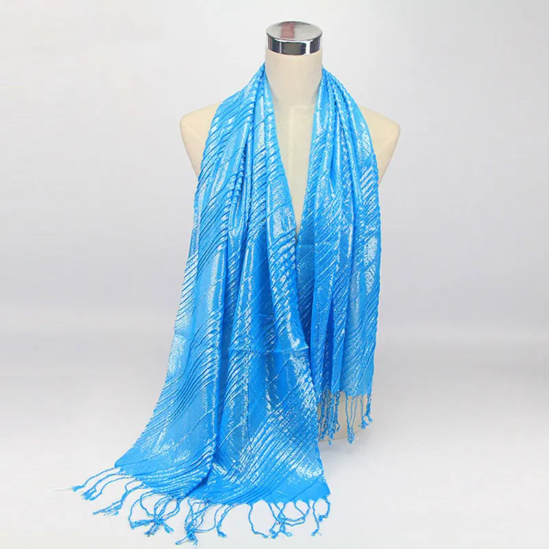 Блестящие шелковые шарфы женский платок атласный головной хиджаб женская