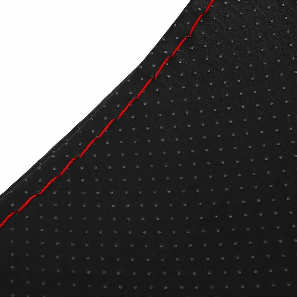 

EIDRAN 38cm Black+Red DIY PU Leather Car Steering Wheel Cover With Needles And Thread