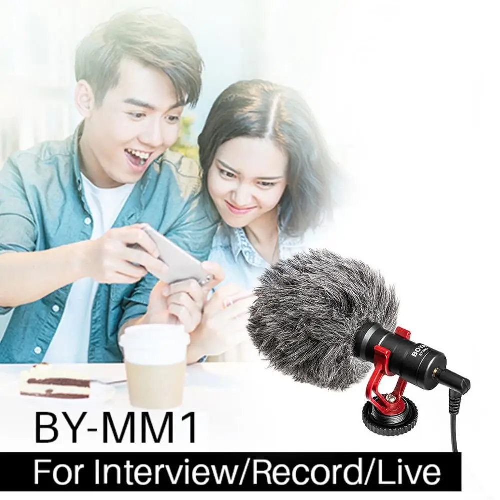 BY MM1 компактный микрофон Cardiod в форме дробовика Запись видео для смартфона DSLR