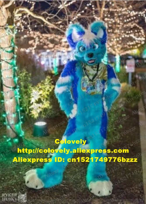 Синий длинный меховой волк Хаски собака лисы костюм талисман персонажа из