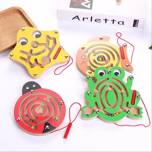 Дети Магнитный лабиринт игрушка деревянная головоломка для детей игра раннего