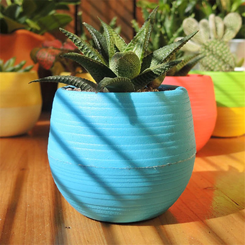 

7cm Creative Eco-friendly Colourful Mini Round Plastic Plant Flower Pot Succulent Gardening Pot Home Office Decor Potted Planter