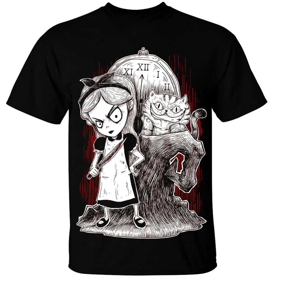 Готическая футболка Алиса в стране чудес Мужская с злом кошмаром бертоном