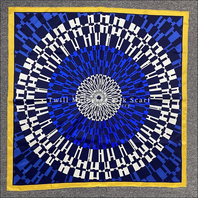 

H letter designer head Silk Scarf Women 100% Natural Silk Hand Rolled Twill Scarf *Mulberry Silk Scarf 90*90cm heavy silk scarfs
