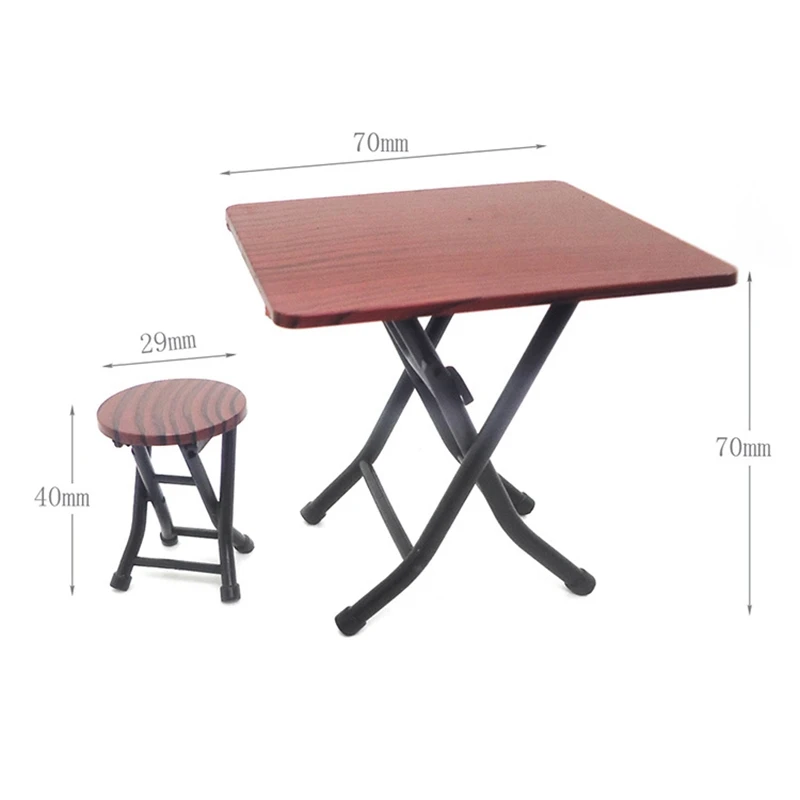 

1/12 Dollhouse Miniature Folding Table with 4 Stool Mini Furniture House Decoration Dollhouse Miniature Accessories