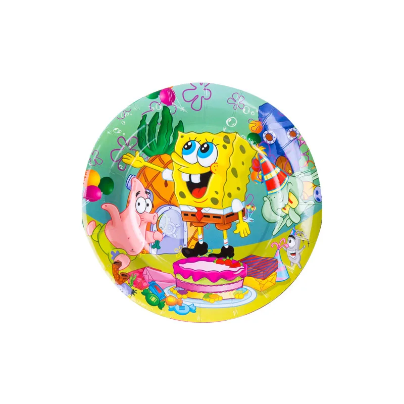 

Cartoon Sponge-Bob Party Supplies Girl Kid's gift Paper Stickers Boy Baby Shower Birthday Party Decoration Disposable Tableware