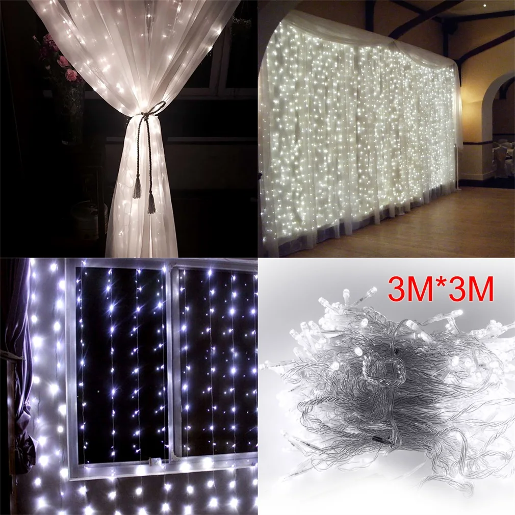 

3*3m High Brightness 300 LEDs Lights LED String Curtain Light Flashing Lane Christmas Decoration Home Garden Festival Lights