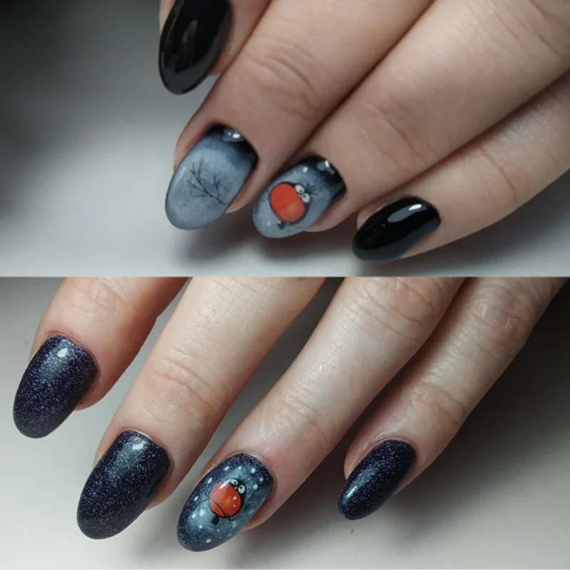 Оранжевые птицы стикеры 3D на ногти Nail Art Переводные переводные наклейки