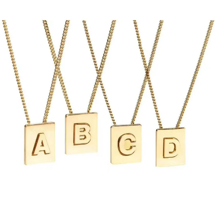 Ожерелья с буквой унисекс очаровательные блестящие золотые медали ожерелье