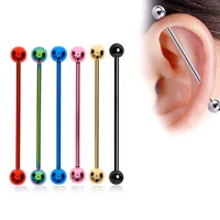 1 piece punk long barbell ear cartilage piercing plug tunnel straight earrings jewelry stainless steel body jewellery