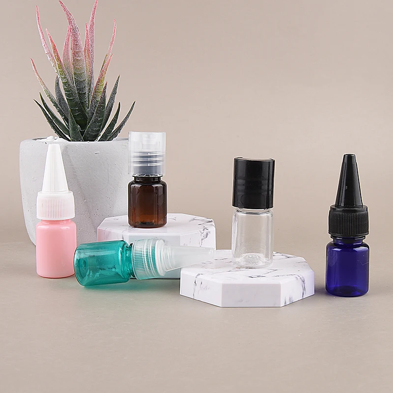 Цветная пластиковая бутылка 5 мл белая/прозрачная насадка контейнер для лосьона