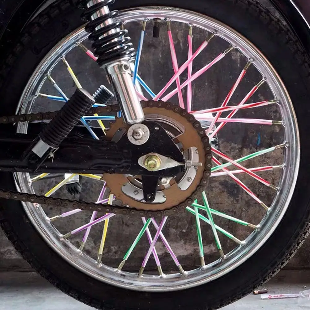 

Motorcycle Wheel Spoked Protector Wraps Rims Skin Trim Accessories Pipe Spoke Covers Bicycle Sleeve For Motocross Hub Wheel E4D5