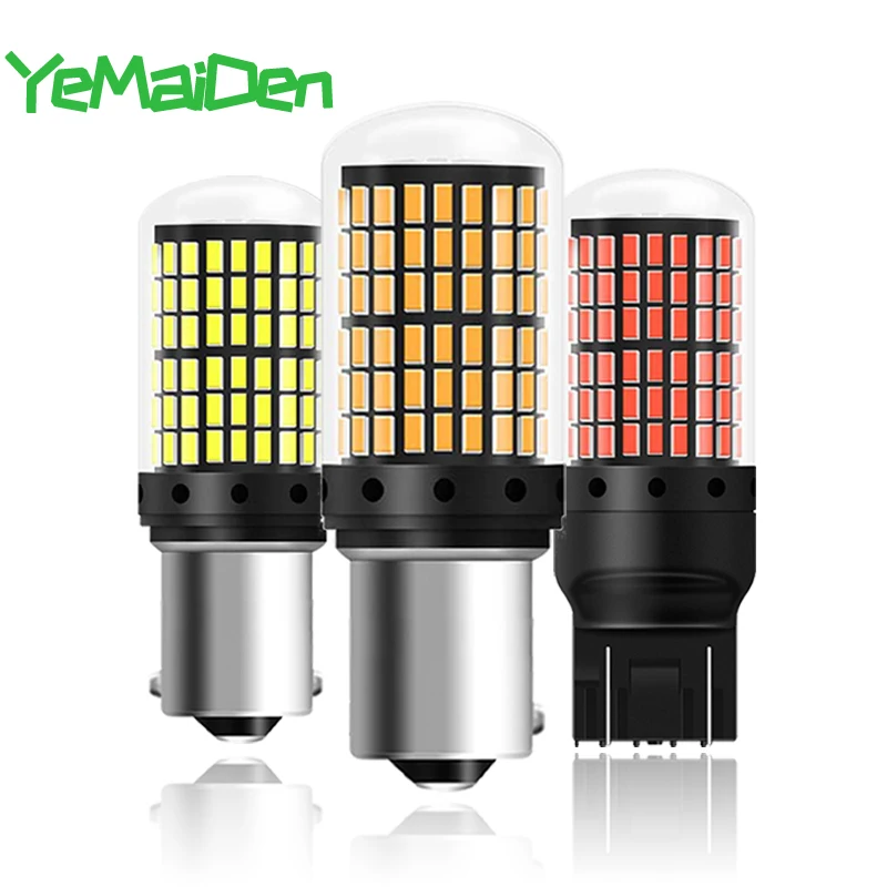 

2x1156 P21W PY21W BAU15S BA15S Светодиодная лампа Canbus без ошибок W21W T20 7443 Светодиодная лампа указателя поворота Стоп-сигнал задний фонарь 144 SMD