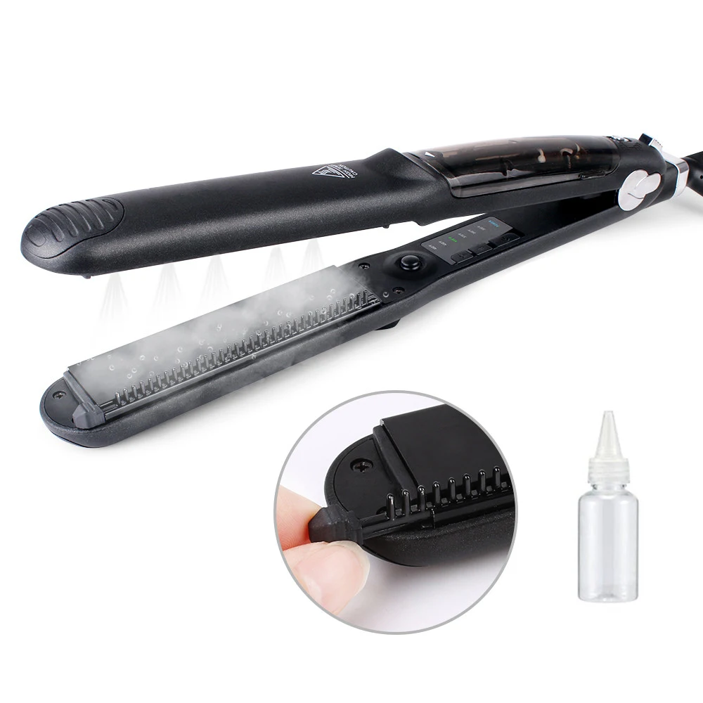 

Steam Hair Straightener Steam Flat Iron Hair Straightening Brush Ceramic Tourmaline Anti-Scald Comb LCD Display Straightner