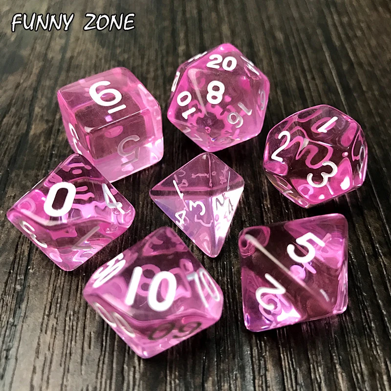 1 Набор из 7 двусторонних игральных костей D4 D6 D8 D10 D12 D20 для игры в ролевые Dnd Data Crystal