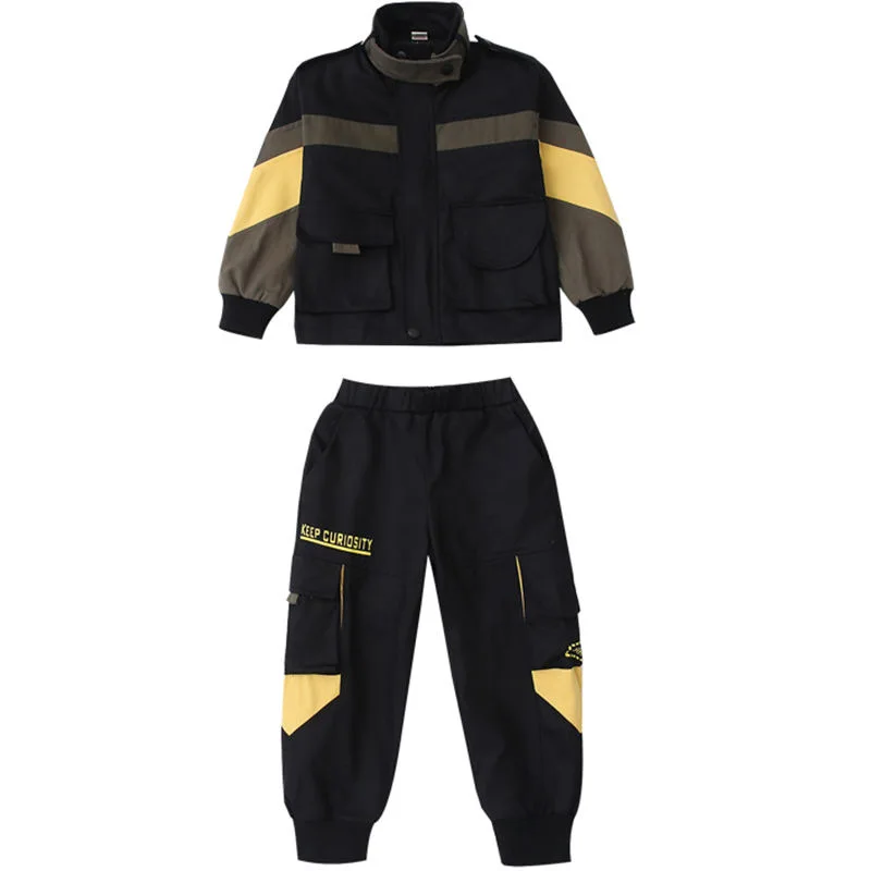 

Boys Autumn and Winter Suit 2021 New Children's Wear Plus Velvet Thickening Tops+Pants 2pcs Outfit Kids Tooling Clothes 4-13Y