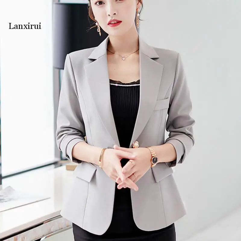 

Autumn Women Blazer Jacket Solid Single Button Short Office Slim Fit Burgundy Jackets Spring Female Suit Blazers Feminino