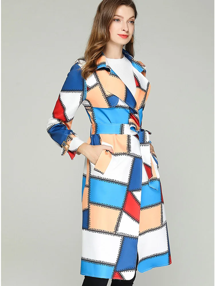 Женские плащи плащ весна осень 2020 принтом британский стиль ветровка