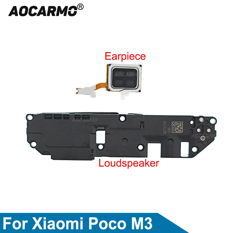 Aocarmo For Xiaomi POCO M3 Top Earpiece Ear Speaker Bottom Loudspeaker Buzzer Ringer Replacement Parts