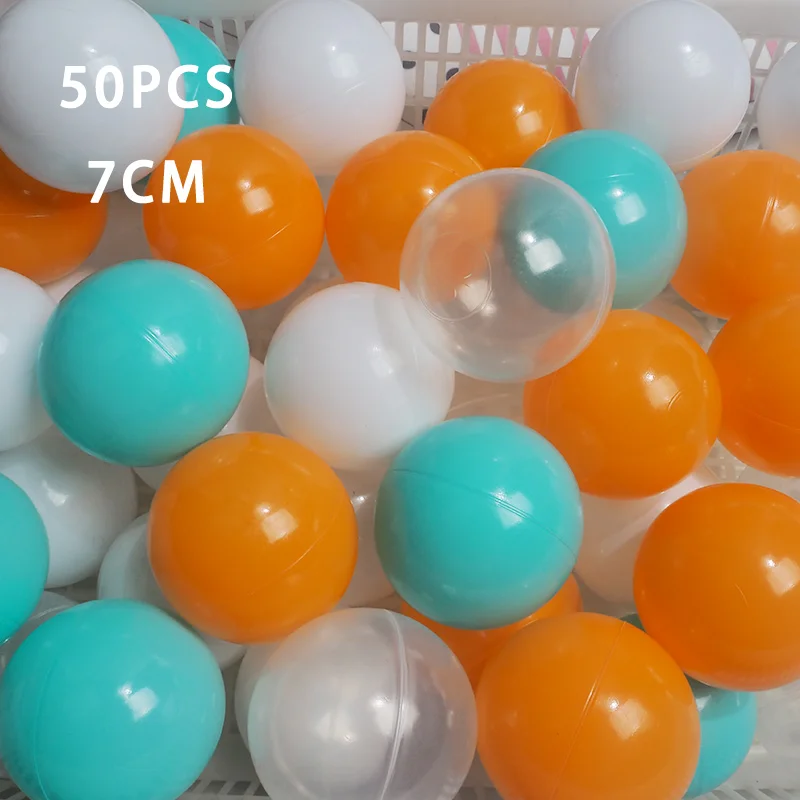WJ3709G 7 см/50 шт экологически чистые красочные Мячи Мягкие пластиковые океанские шарики прозрачные воды океанские волнистые шарики игрушки для детей Малыш Ребенок - Цвет: WJ3709G
