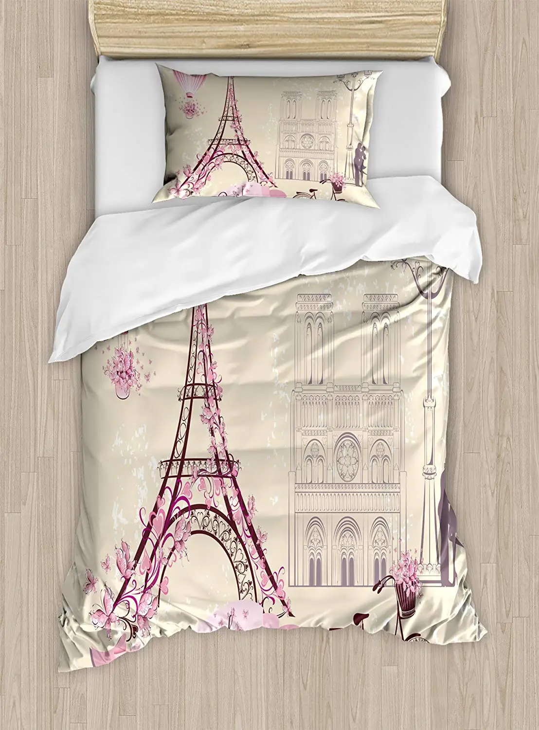Поцелуй постельное белье с цветочным принтом Pariss достопримечательности