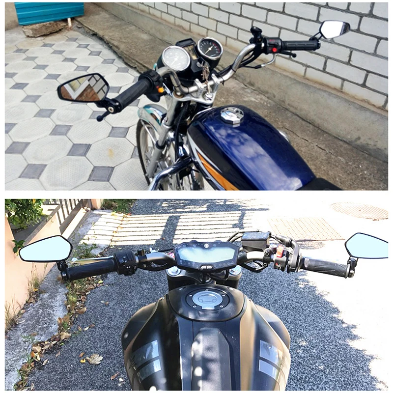 Мотоциклетные зеркала 2 шт. заднее синее стекло на руль мотоцикла|Боковые и