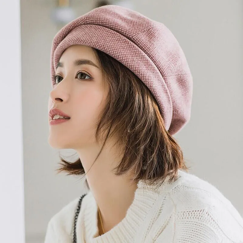 Элегантные женские винтажные хлопковые клетчатые шапки модный восьмиугольный