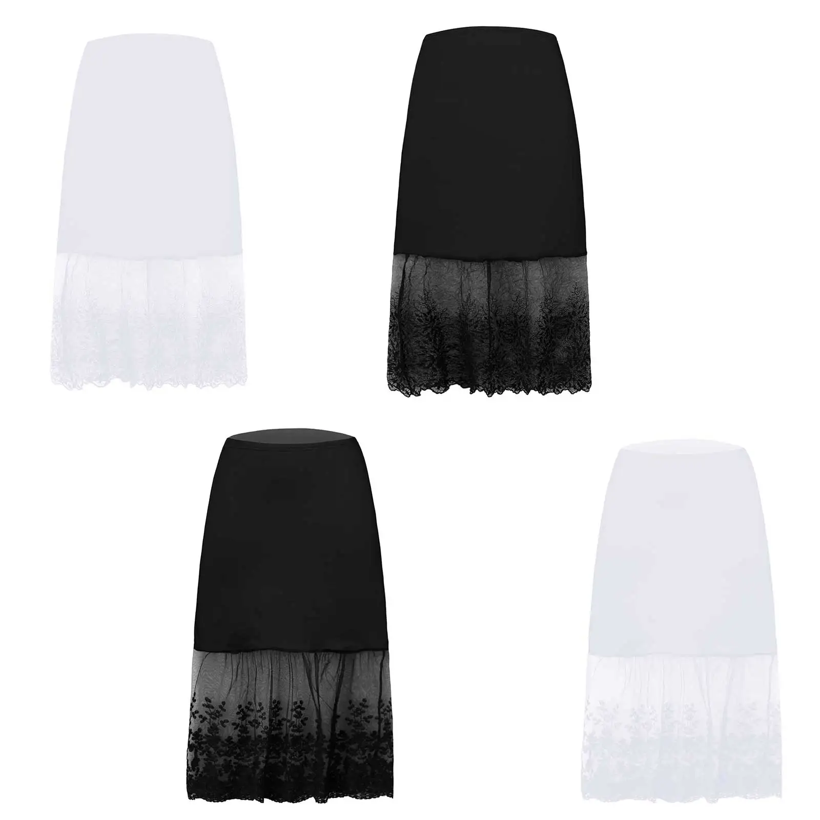 

Women High Waist Lace Petticoat Knee Length Natural A-Line Underskirt Casual Skirt Extenders Half Slips skirt Summer