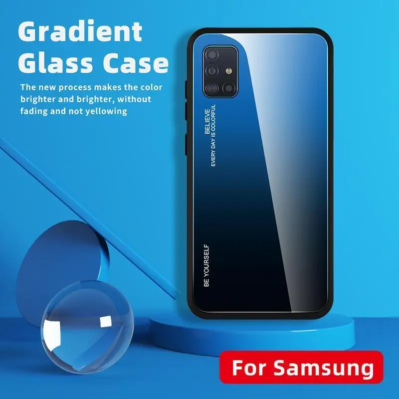 Чехлы на заднюю панель для samsung Galaxy A91 A81 A51 A71 A 91 81 51 71 градиентное закаленное