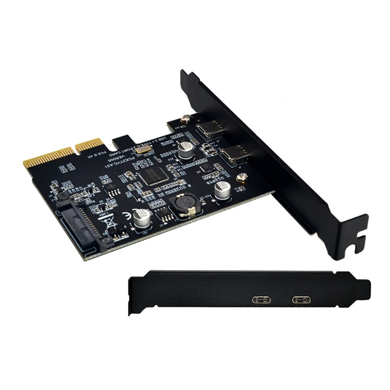 

USB 3.1 To Type-C 2 Port Expansion Card PCI-E 4X To USB 3.1 Gen2 10Gbps USB C Adapter ASMedia ASM3142 Chipset for Desktop