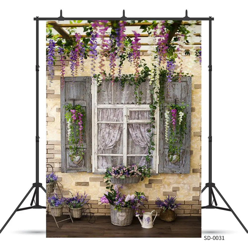 Винтажный домашний цветочный фон с окном пейзаж Свадебный детский