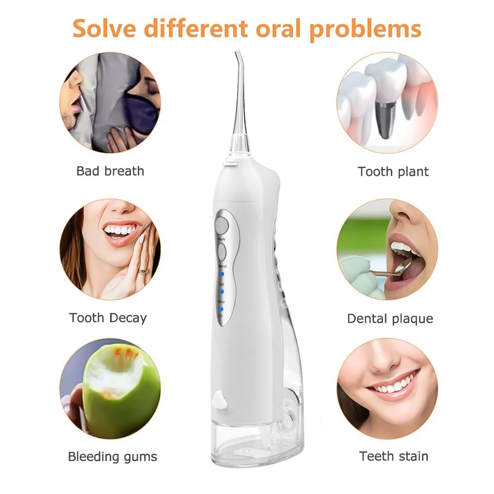 NICARE 220ml Oral Irrigator Portable USB Rechargeable Dental Water Floss Dental Irrigator Water Jet Teeth Cleaner Tartar Remover