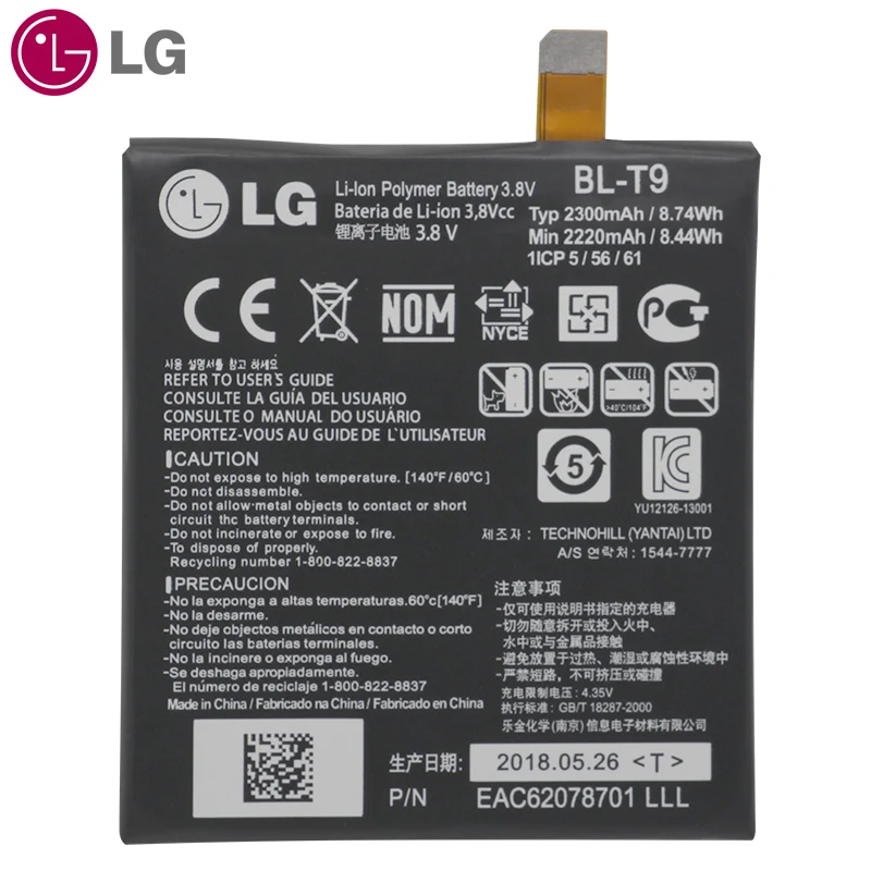 LG оригинальная замена телефон Батарея BL-T9 для LG Nexus 4 5 LG V30 для LG Optimus G Pro LG Leon L50 BL-T5 BL-T34 BL-48TH BL-41ZH