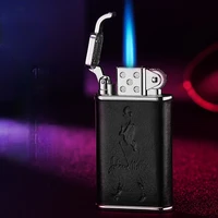 creative electronic windproof blue flame lighter briquets et accessoires fumeurs smoking accessories for weed gift for men