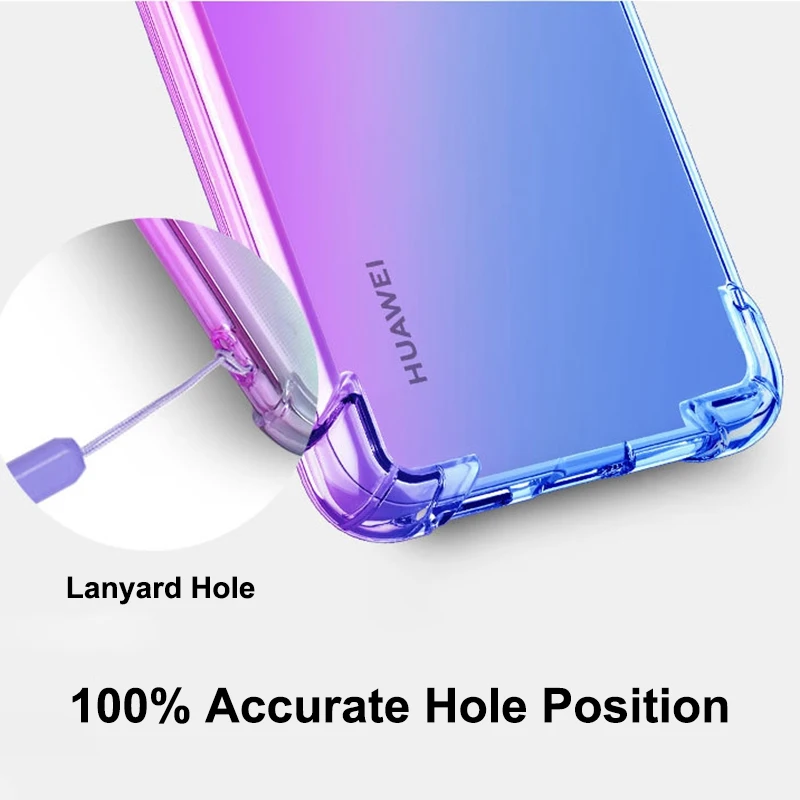

100Pcs Shockproof Gradient Soft TPU Phone Case For Huawei P40 P30 Pro P20 Lite Mate30 Pro Mate20 Lite X Clear Back Cover Capa