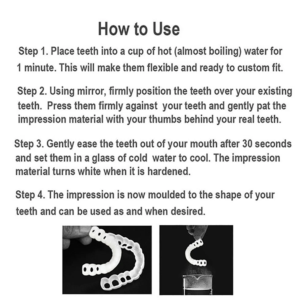 

Upper Lower Denture Teeth Whitening Fake Tooth Cover Comfort Fit Snap On Silicone Beauty Veneers Teeth Cosmetic Teeth
