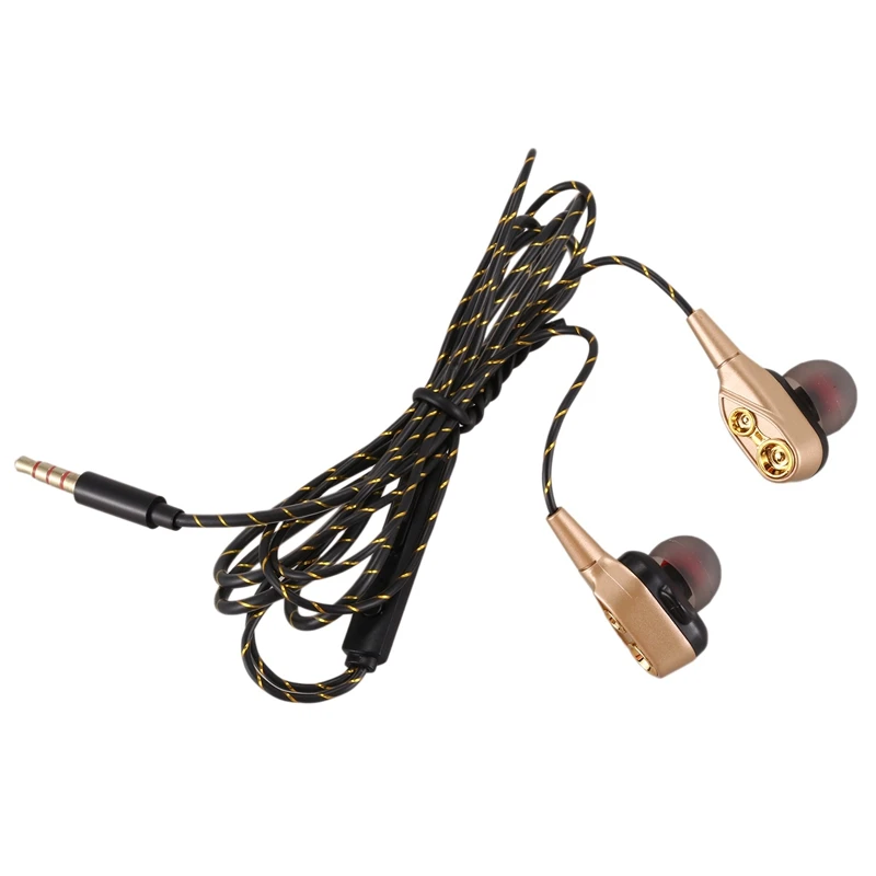 3 5 мм HiFi наушники проводные двойной динамический Quad core Динамик In ear гибкий кабель